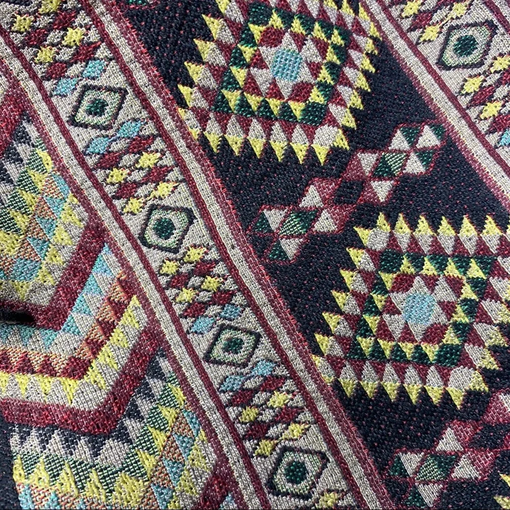 Vintage Wilsons Leather Tapestry Print Aztec Duffle Crossbody Bag Western Boho